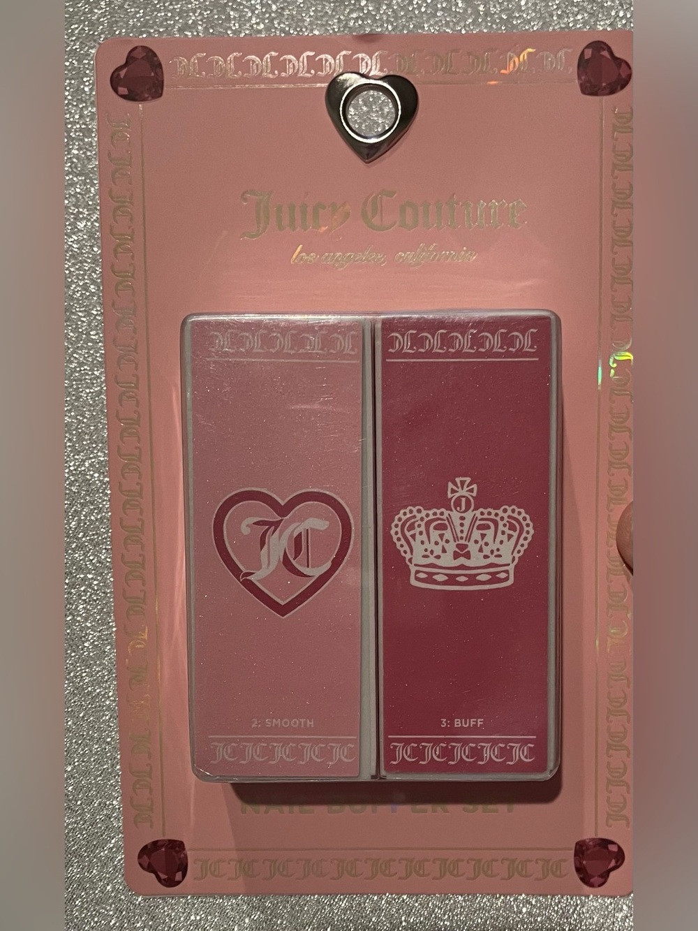 Juicy Couture Pink Nail Buffer Duo with Heart & Crown Design NWT